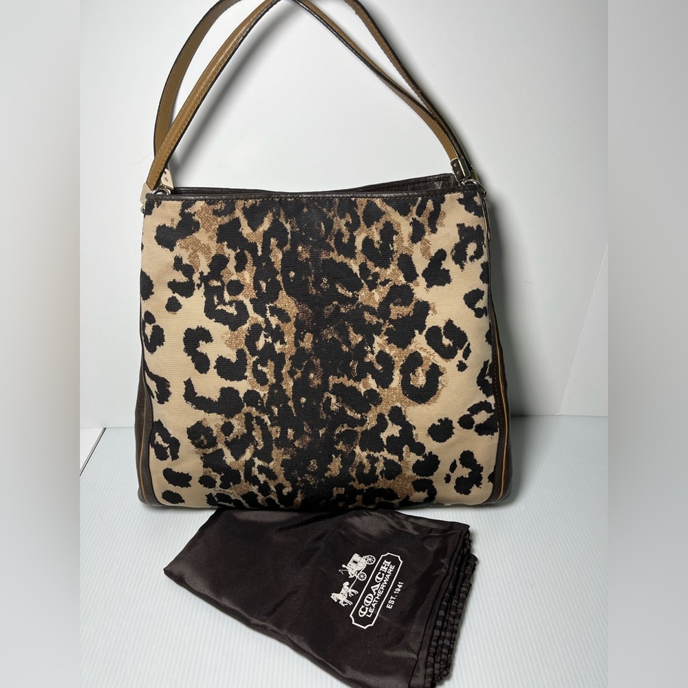 Coach Phoebe Signature Animal Print Textile & Leather Shoulder
Bag /Satchel
